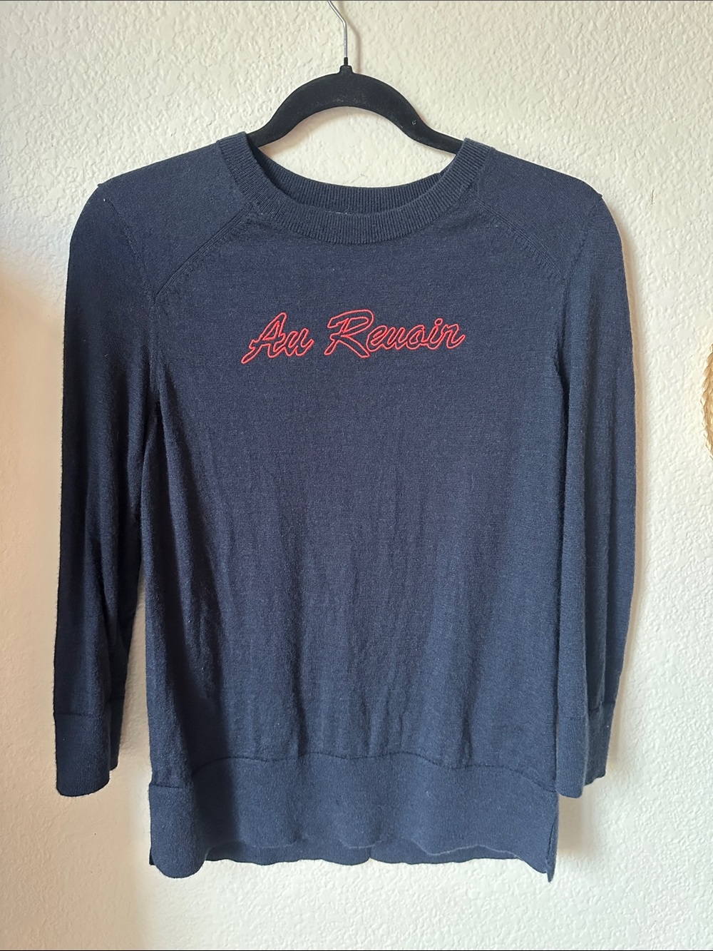 100% Extra Fine Merino Wool Banana Republic “Au Revoir” sweater
